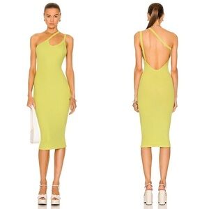 ALIX NYC Paulis Dress Kiwi Lime Chartreuse Ribbed Midi Large